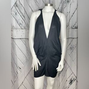 NWT Piko 1988 Black Tunic Dress Deep V-Neck M